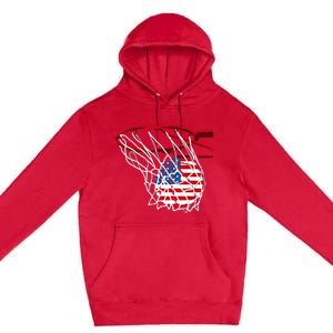 Basketball 4th Of July American Flag Patriotic Premium Pullover Hoodie