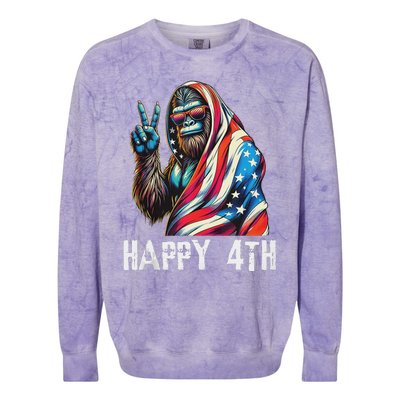 Bigfoot 4th Of July Happy 4th Patriotic Usa Teens Tank Top Colorblast Crewneck Sweatshirt