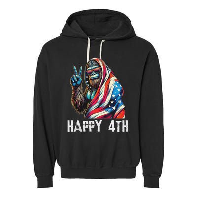 Bigfoot 4th Of July Happy 4th Patriotic Usa Teens Tank Top Garment-Dyed Fleece Hoodie