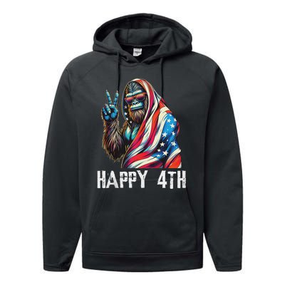 Bigfoot 4th Of July Happy 4th Patriotic Usa Teens Tank Top Performance Fleece Hoodie