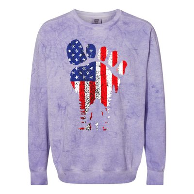 Bigfoot 4th Of July Sasquatch American Flag Patriotic Colorblast Crewneck Sweatshirt