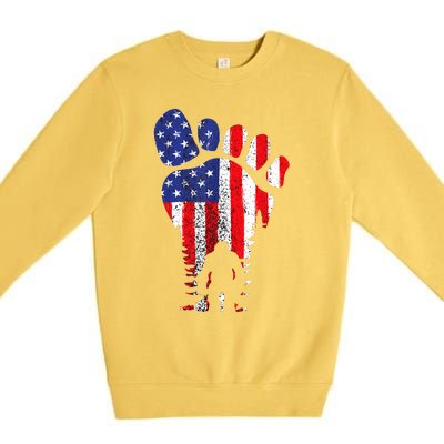 Bigfoot 4th Of July Sasquatch American Flag Patriotic Premium Crewneck Sweatshirt