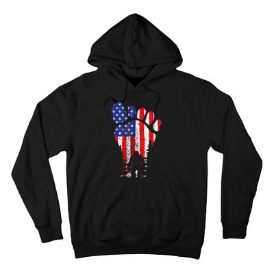 Bigfoot 4th Of July Sasquatch American Flag Patriotic Hoodie