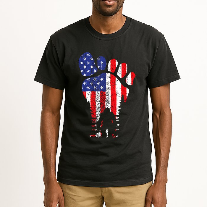 Bigfoot 4th Of July Sasquatch American Flag Patriotic Tall T-Shirt