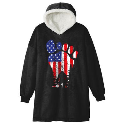Bigfoot 4th Of July Sasquatch American Flag Patriotic Hooded Wearable Blanket