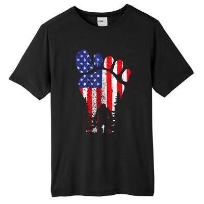 Bigfoot 4th Of July Sasquatch American Flag Patriotic Tall Fusion ChromaSoft Performance T-Shirt