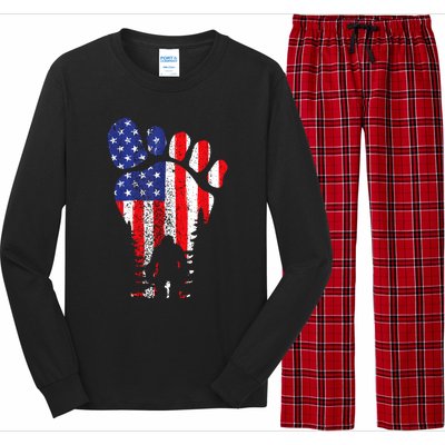 Bigfoot 4th Of July Sasquatch American Flag Patriotic Long Sleeve Pajama Set