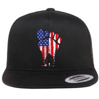 Bigfoot 4th Of July Sasquatch American Flag Patriotic Flat Bill Trucker Hat