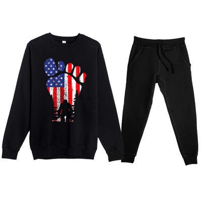 Bigfoot 4th Of July Sasquatch American Flag Patriotic Premium Crewneck Sweatsuit Set