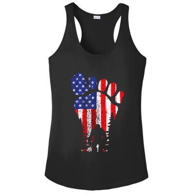 Bigfoot 4th Of July Sasquatch American Flag Patriotic Ladies PosiCharge Competitor Racerback Tank
