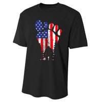 Bigfoot 4th Of July Sasquatch American Flag Patriotic Performance Sprint T-Shirt