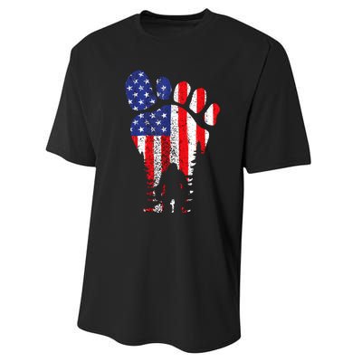 Bigfoot 4th Of July Sasquatch American Flag Patriotic Performance Sprint T-Shirt