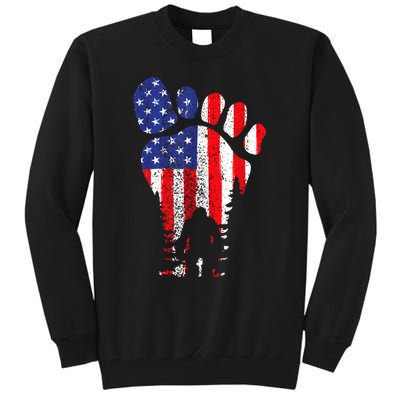 Bigfoot 4th Of July Sasquatch American Flag Patriotic Tall Sweatshirt