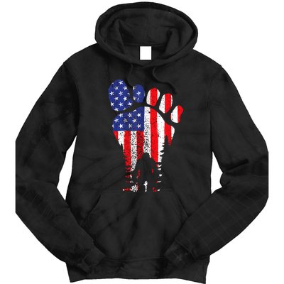 Bigfoot 4th Of July Sasquatch American Flag Patriotic Tie Dye Hoodie