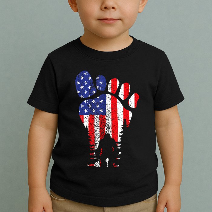 Bigfoot 4th Of July Sasquatch American Flag Patriotic Toddler T-Shirt