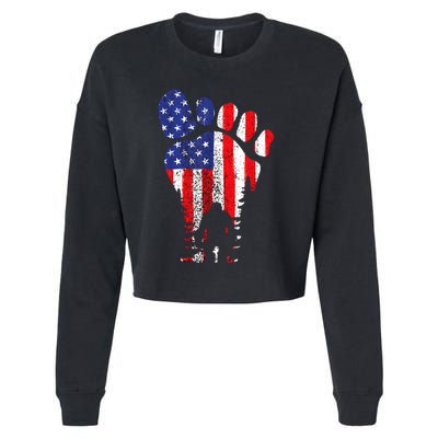 Bigfoot 4th Of July Sasquatch American Flag Patriotic Cropped Pullover Crew