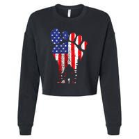 Bigfoot 4th Of July Sasquatch American Flag Patriotic Cropped Pullover Crew