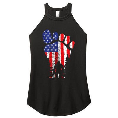 Bigfoot 4th Of July Sasquatch American Flag Patriotic Women's Perfect Tri Rocker Tank