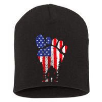 Bigfoot 4th Of July Sasquatch American Flag Patriotic Short Acrylic Beanie