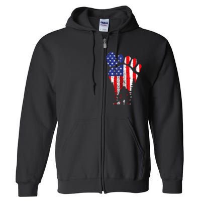 Bigfoot 4th Of July Sasquatch American Flag Patriotic Full Zip Hoodie