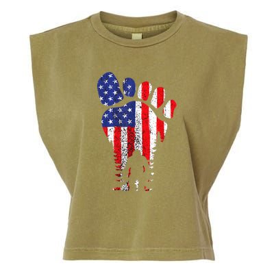 Bigfoot 4th Of July Sasquatch American Flag Patriotic Garment-Dyed Women's Muscle Tee
