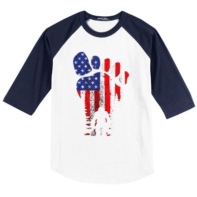 Bigfoot 4th Of July Sasquatch American Flag Patriotic Baseball Sleeve Shirt