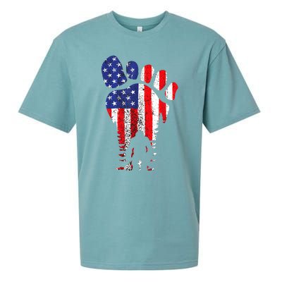 Bigfoot 4th Of July Sasquatch American Flag Patriotic Sueded Cloud Jersey T-Shirt