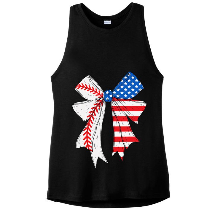 Baseball 4th Of July Coquette Bow Women Baseball Mom Ladies PosiCharge Tri-Blend Wicking Tank