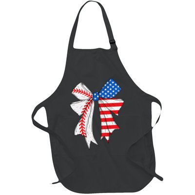 Baseball 4th Of July Coquette Bow Women Baseball Mom Apron