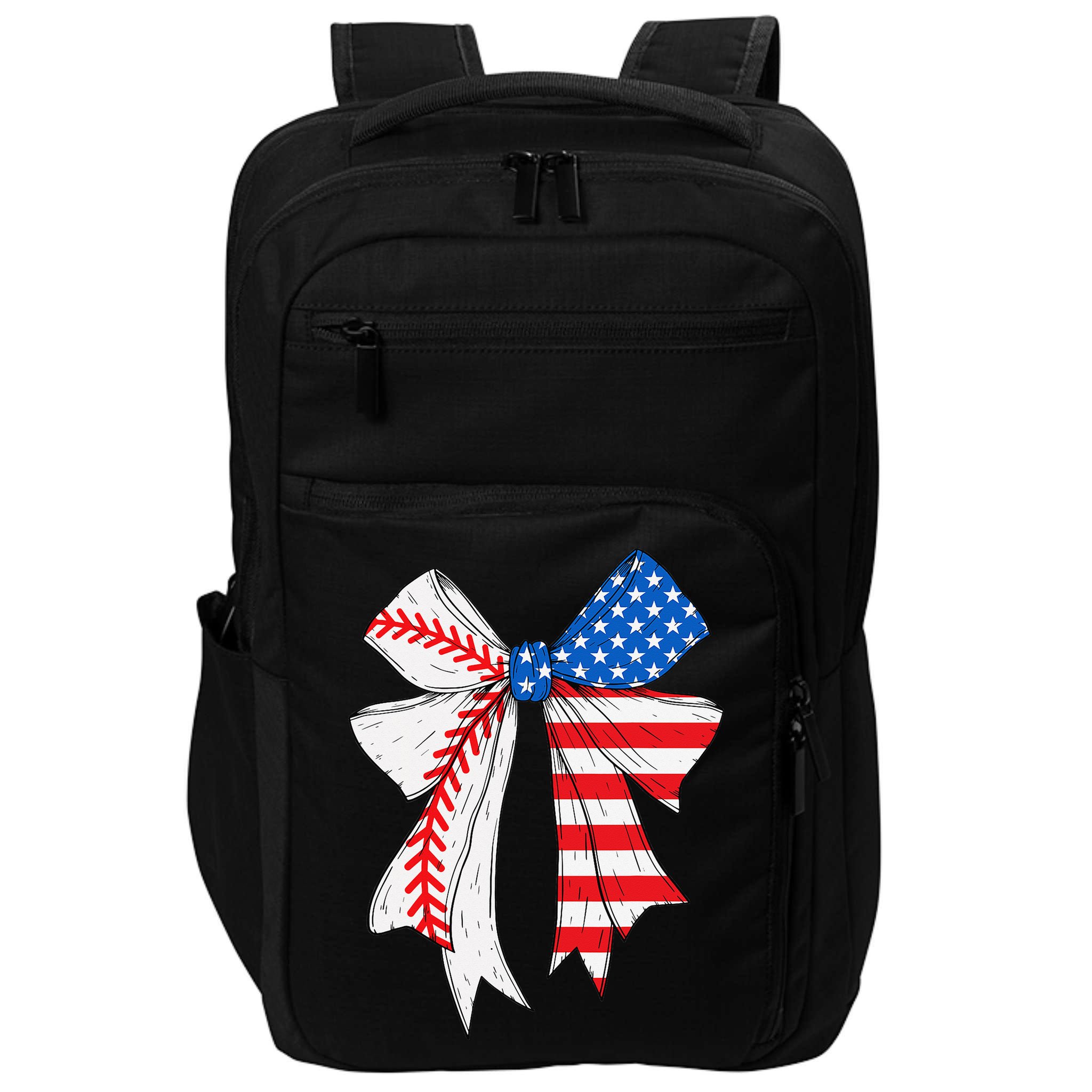 Baseball 4th Of July Coquette Bow Women Baseball Mom Impact Tech Backpack
