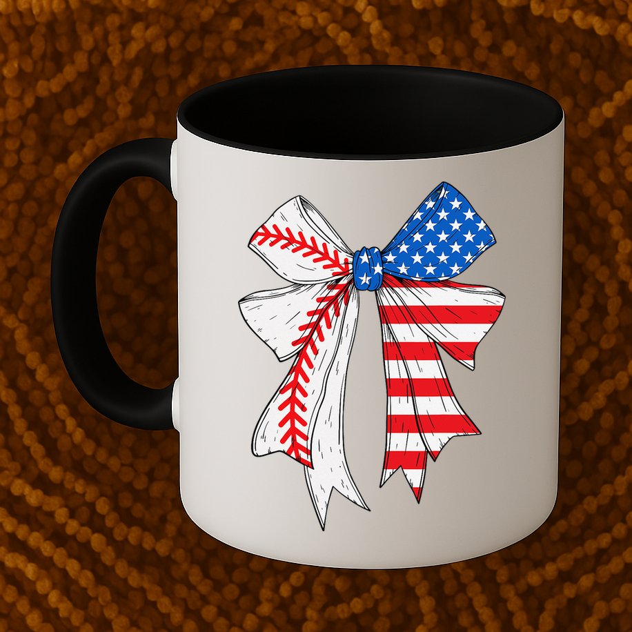 Baseball 4th Of July Coquette Bow Women Baseball Mom Mug