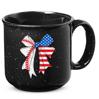 Baseball 4th Of July Coquette Bow Women Baseball Mom 15oz Campfire Ceramic Mug