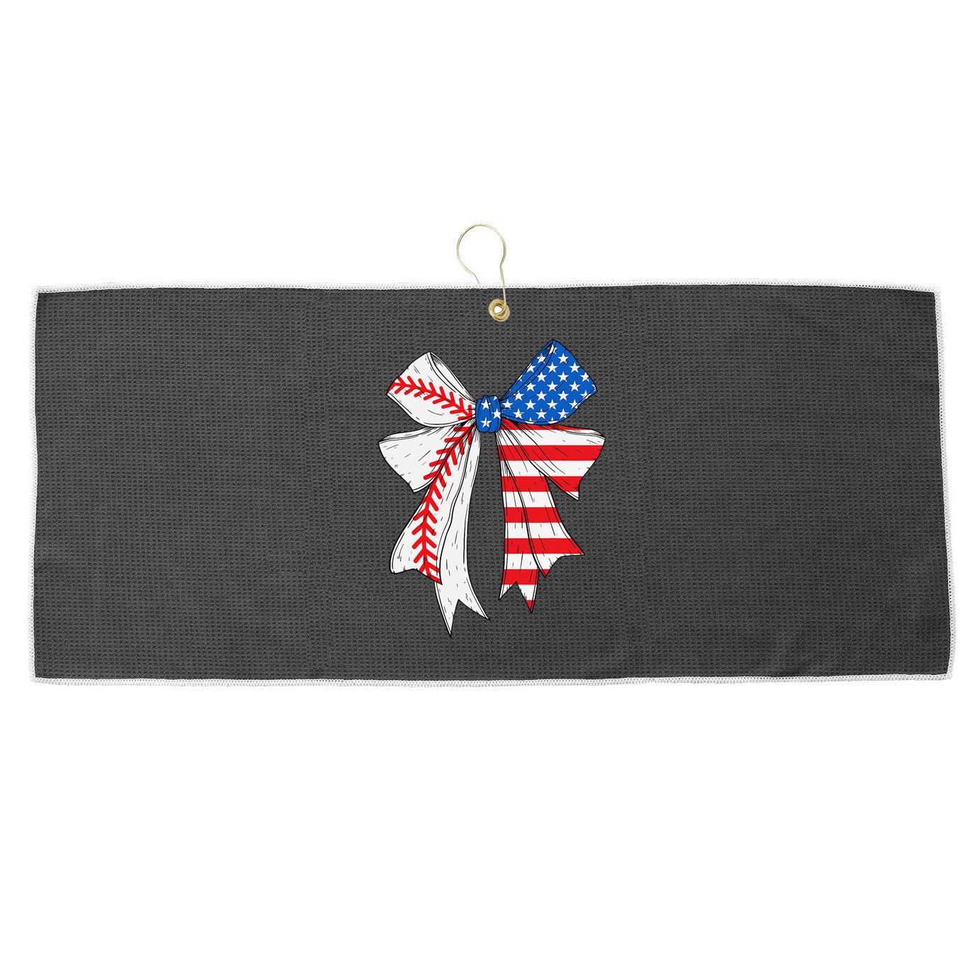 Baseball 4th Of July Coquette Bow Women Baseball Mom Large Microfiber Waffle Golf Towel