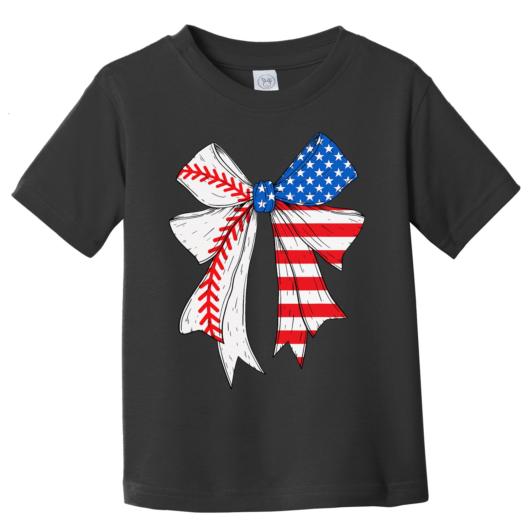 Baseball 4th Of July Coquette Bow Women Baseball Mom Toddler T-Shirt