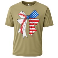 Baseball 4th Of July Coquette Bow Women Baseball Mom Cooling Performance Crew T-Shirt