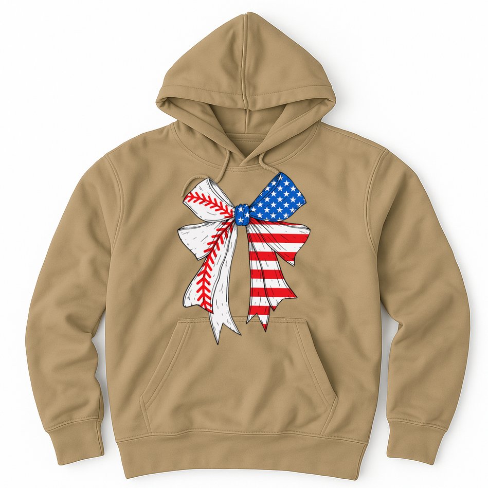 Baseball 4th Of July Coquette Bow Women Baseball Mom Hoodie