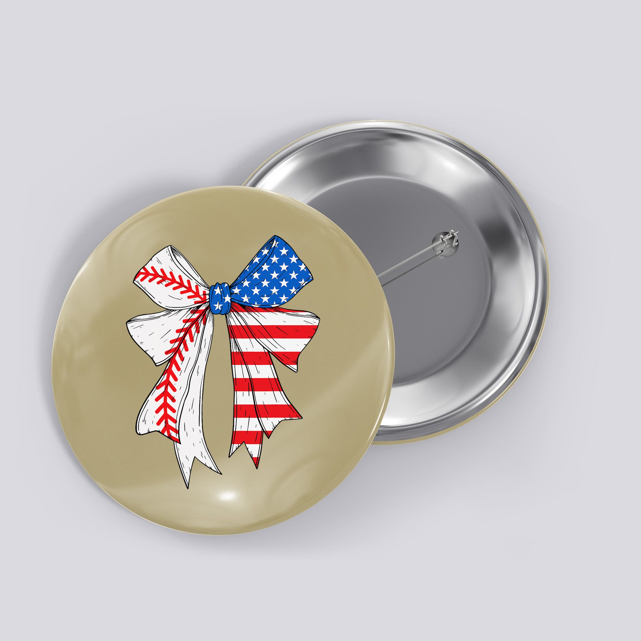 Baseball 4th Of July Coquette Bow Women Baseball Mom Button