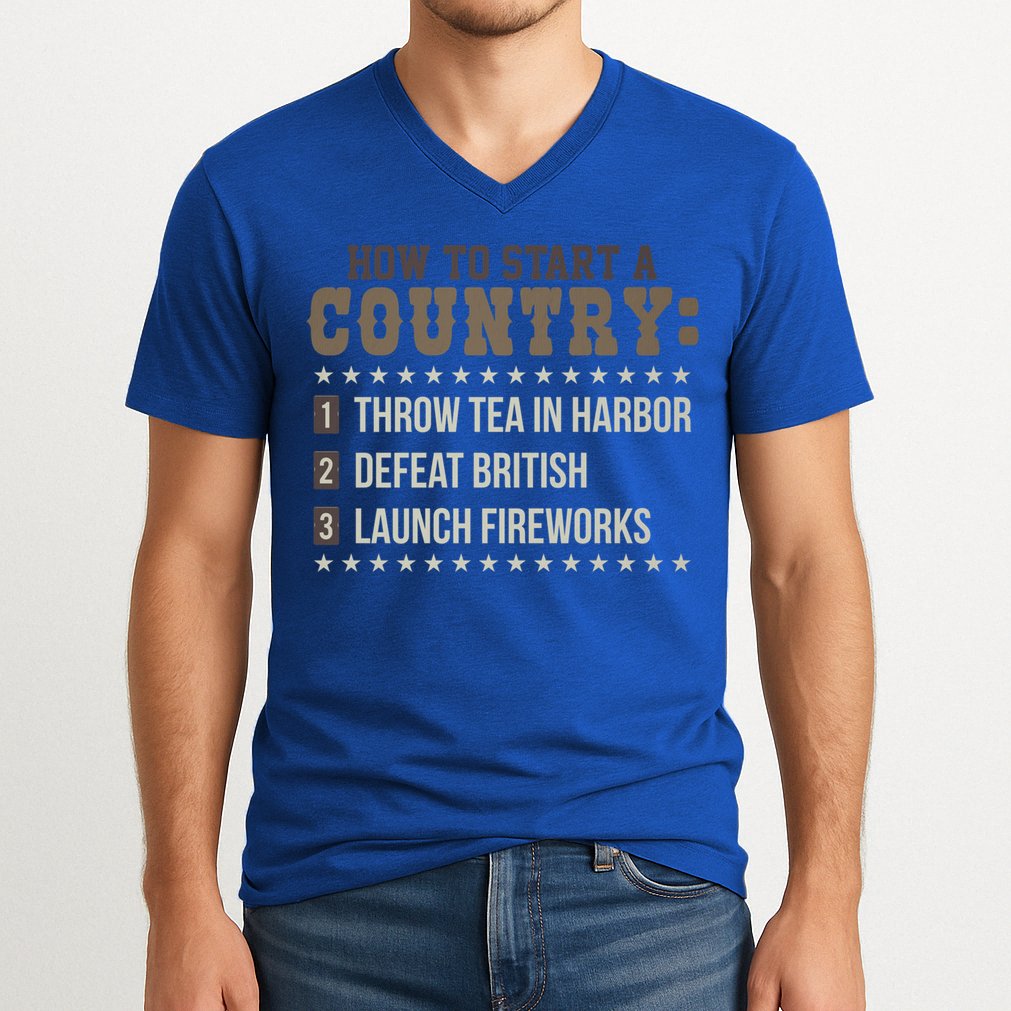 Boston 4th Of July Funny Tea Party Patriotic Patriot Gift Cool Gift V-Neck T-Shirt