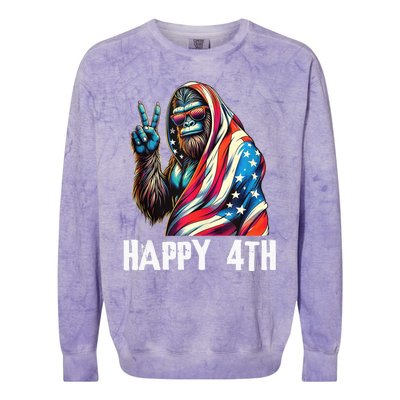 Bigfoot 4th Of July Happy 4th Patriotic Usa Teens Colorblast Crewneck Sweatshirt