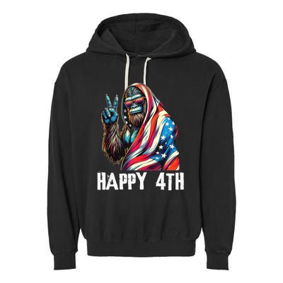 Bigfoot 4th Of July Happy 4th Patriotic Usa Teens Garment-Dyed Fleece Hoodie