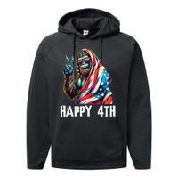 Bigfoot 4th Of July Happy 4th Patriotic Usa Teens Performance Fleece Hoodie