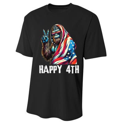 Bigfoot 4th Of July Happy 4th Patriotic Usa Teens Performance Sprint T-Shirt