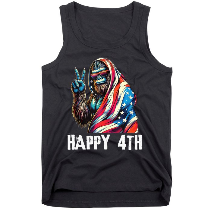 Bigfoot 4th Of July Happy 4th Patriotic Usa Teens Tank Top