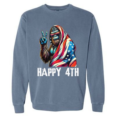 Bigfoot 4th Of July Happy 4th Patriotic Usa Teens Garment-Dyed Sweatshirt