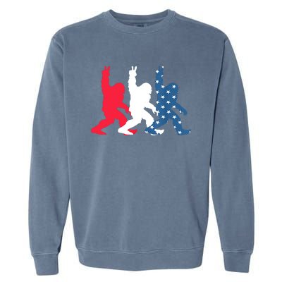 Bigfoot 4th Of July Sasquatch American Flag Patriotic USA Garment-Dyed Sweatshirt