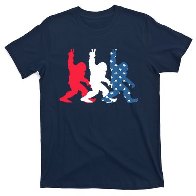 Bigfoot 4th Of July Sasquatch American Flag Patriotic USA T-Shirt