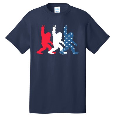 Bigfoot 4th Of July Sasquatch American Flag Patriotic USA Tall T-Shirt