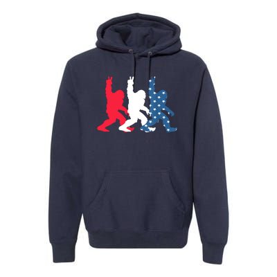 Bigfoot 4th Of July Sasquatch American Flag Patriotic USA Premium Hoodie