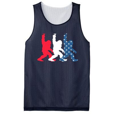 Bigfoot 4th Of July Sasquatch American Flag Patriotic USA Mesh Reversible Basketball Jersey Tank