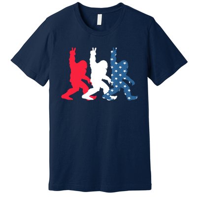 Bigfoot 4th Of July Sasquatch American Flag Patriotic USA Premium T-Shirt